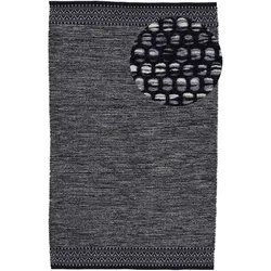 Teppich CARPETFINE "Kelim Mia", schwarz, B:80cm H:6mm L:150cm, Baumwolle, Teppiche, Baumwolle Wendeteppich, Wohnzimmer