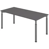Hammerbacher YS19 höhenverstellbarer Schreibtisch grafit rechteckig, 4-Fuß-Gestell grau 180,0