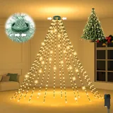 paryou Lichterkette Weihnachtsbaum, 3M 480er LED Christbaumbeleuchtung mit Ring, 8 Modi, Memory, Timer, 16 Girlanden Wasserdichte Tannenbaum Lichterkette
