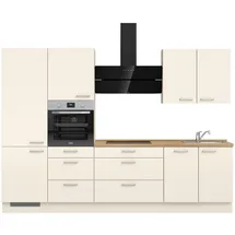Nobilia ""Touch premium"", weiß front: lacklaminat magnolia supermatt, korpus: magnolia matt, arbeitsplatte: eiche sierra nachbildung, arbeitsplatte: eiche sierra nachbildung), B:300,3cm H:216,6cm T:60cm, Komplettküchen-Sets, vormontiert, Ausrichtung