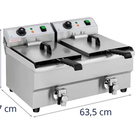 Royal Catering Doppelte Elektrofritteuse mit Hahn 230 V 2 x 10 L