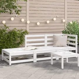 vidaXL Gartensofa 2-Sitzer Loungesessel weiß