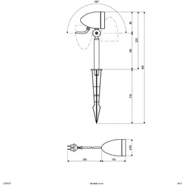 EVN Lichttechnik HV-Spot Metall 25,0 cm inkl. Erdspiess grau