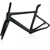 BSFHQS 700C Rennrad Rahmensatz 46CM 48CM 50CM 52CM 54CM Carbonfaser Felgenbremsrahmen Windbreaker-Rahmen Schnellspanner Rahmen F100mm/R130mm QR BB386 Press-in(50CM)