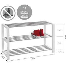 Home4You Schuhregal 80 x 50 x 30 cm weiß / weiß lackiert