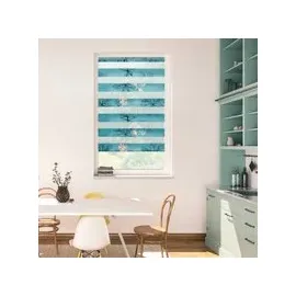 Lichtblick Duo Rollo / Doppelrollo Klemmfix 70 x 150 cm aqua floral/blau