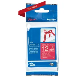 Brother TZe-RW34 P-touch textiles Schriftband gold auf weinrot 12mm