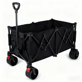 YEAUPE PRO Bollerwagen faltbar aus 4 Richtungen mit Seitenöffnung, 250L 150kg Belastbar, Faltbarer Bollerwagen mit Feststellbremse & Höhenverstellbarem Griff für Strand, Camping, Garten, Schwarz