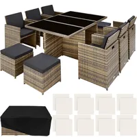 Tectake tectake® Rattan Sitzgruppe New York mit Aluminiumgestell
