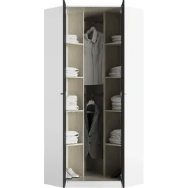 Priess Eckkleiderschrank PRIESS "Barcelona Kleiderschrank Ecklösung Raumwunder", schwarz-weiß (weiß, schwarz), B:78cm H:193cm T:78cm, Holzwerkstoff, Schränke, Eckkleiderschrank, in 2 Tiefen Schrank Eckschrank Garderobe