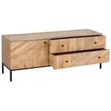 Mendler HWC-L95 TV-Rack 56x145x43cm Natur Holz, Metall, MDF