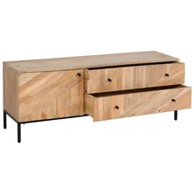 Mendler HWC-L95 TV-Rack 56x145x43cm Natur Holz, Metall, MDF