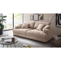 Massivart® Big-Sofa TRIBECCA Cord beige 242 cm / 4-Sitzer, Cordsofa, Nosagunterfederung, 2 Rückenkissen, 4 Zierkissen beige