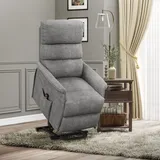 Homcom Fernsehsessel mit Aufstehhilfe Elektrisch Polyester 90 x 96 x 66 cm Grau