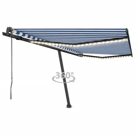 vidaXL LED Automatische Markise 400 x 350 cm blau/weiß inkl. Windsensor 3069831