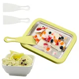 Gerolltes Eistablett – hausgemachtes -Tablett mit 2 Spateln | Sofortige Eismaschine für die schnelle und lustige Zubereitung von Desserts, Rolltabletts