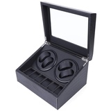 Chynalys Uhrenbeweger 10 Uhren, 4+6 Automatik-Uhrenbeweger, Watch Winder mit Sichtfenster, 2 Drehmodi, Luxus-Uhrenbeweger Leder Aufbewahrung Vitrine Box, extrem leiser Motor(Braunes Leder)