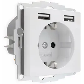 2USB Unterputz-USB Steckdose 12 W Glänzend Weiß