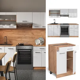 Vicco Küchenzeile R-Line 200 cm Weiß Hochglanz
