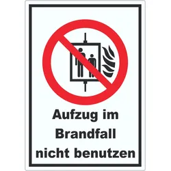 Aufzug im Brandfall nicht benutzen Aufkleber A1 (594x841mm)