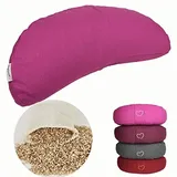 maylow Yoga mit Herz® Hochwertiges Yogakissen " Shivaya " Halbmond Bezug waschbar Innenkissen gefüllt mit Bio-Dinkelspelzen (magenta)