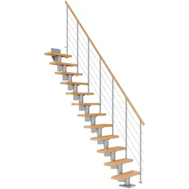 DOLLE Mittelholmtreppe Dublin Buche Perlgrau GH bis 337 cm Gerade 65 cm FSC