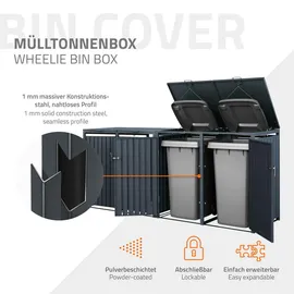 ML-Design Mülltonnenbox für 4 Tonnen 240L 264x80x116,3 cm, Anthrazit, Stahl,