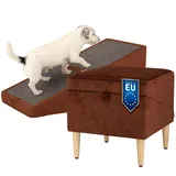 WoofPuff Elite Hunderampe 2in1 | Sitzpouf & klappbare Rampe für Hunde | sicheres Einsteigen auf Sofa | rutschfest | handgefertigt | Premium Samtstoff Torre | Farbe: Torre07