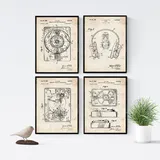 Nacnic poster Set mit 4 Jahrgang Drehscheibe patenten a4. Rahmenlos