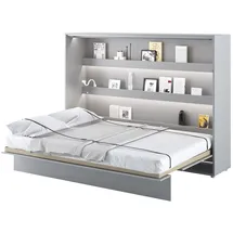 meblini Schrankbett Bed Concept - Wandbett mit Lattenrost - Klappbett mit Schrank - Wandklappbett - Murphy Bed - Bettschrank - BC-04-140x200cm Horizontal - Grau Matt