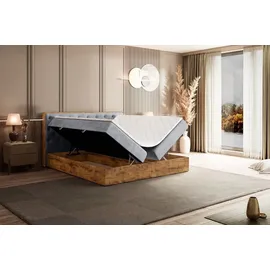 altdecor BOXBETT mit Matratze H4 und Lattenrost - 160x200 - Hellgrau