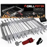 Grillpeter Schaschlik Spießdreher für 11 Spieße Motor Powerbank USB Spieße