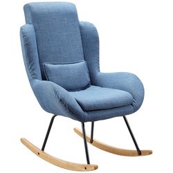 KADIMA DESIGN LAVANT Schaukelstuhl: Weiche Sitzschale, Wippfunktion, abnehmbare Polsterung, hohe Rückenlehne, Rubberwood, Grau/Blau/Anthrazit.