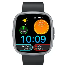 knauermann Neo 2 Eckig 42 mm Schwarz Silikonarmband Schwarz