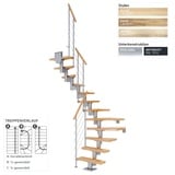 DOLLE Mittelholmtreppe Dublin (Breite: 65 cm, 1/4-gewendelt, Anthrazitgrau, Farbe Stufen: Ahorn Natur, Geschosshöhe: 222 cm - 270 cm)