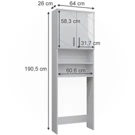 Vicco Waschmaschinenschrank Irma Weiß Hochglanz 64 x 191 cm Badezimmer,