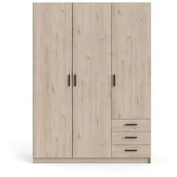 Spell Kleiderschrank 3 Türen und 3 Schubladen Hickory-Dekor.