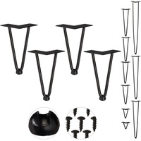 Relaxdays Hairpin Legs, 4er Set, 2 Streben, Metall, Haarnadel Tischbein für Hocker, Tisch & Schrank, 20 cm hoch, schwarz