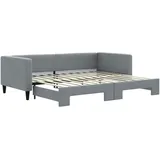 vidaXL Tagesbett, Sofabett Ausziehbar, Gästebett Schlafsofa für Schlafzimmer Wohnzimmer, Ausziehbett Sofa Bettsofa, Hellgrau 90x200cm Stoff