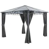 Tectake Gartenpavillon Caracas 2,97 x 2,7 m Grau