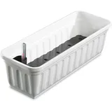 Alpfa Blumenkasten mit Wasserspeicher Balkonkasten 60cm - 100cm weiß 100 cm