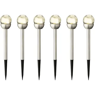 LED Solarleuchte 24cm 6 Stück für außen Garten Balkonkasten Dauerbetrieb 6h warmweiß - Solar Gartenleuchte Gartenstecker Solarstecker Stableuchte Kunststoff