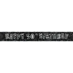50. Geburtstag | Banner schwarz / silber