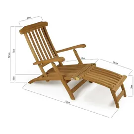 VCM Florentine Sonnenliege 160 x 60 x 90 cm Braun