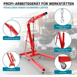 Wiltec Motorheber Stahl 2000 kg klappbar