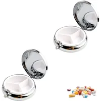 2 Stück Tablettenbox 3 Fächer Rund,Pillendose Klein für Unterwegs und Medikamentenbox,Praktische Medikamentendose als Supplement Organizer für Vitamine & Tabletten,Tablettendose für Täglichen Gebrauch