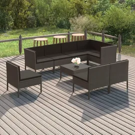 vidaXL 9-tlg. Garten-Lounge-Set mit Auflagen grau