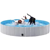 Yaheetech Hundepool für Hunde, Swimmingpool 100/120/140/160 x 30 cm, Hund Planschbecken Schwimmbecken, Faltbarer Pool Badewanne Wasserbecken, Klappbares Haustier-Duschbecken