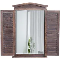 MCW Wandspiegel Badspiegel Badezimmer Spiegelfenster mit Fensterläden, shabby braun