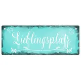 speecheese Lieblingsplatz Metallschild L in 10,5x28cm für den schönsten Platz in blau